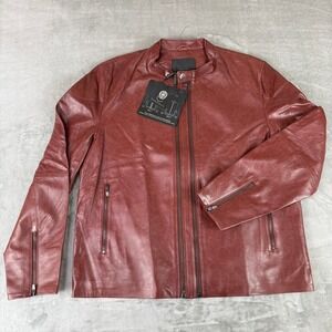 Cadogan Maddox Leather Jacket Mens XL Burgundy Napa Lambskin w/ Extension NWT